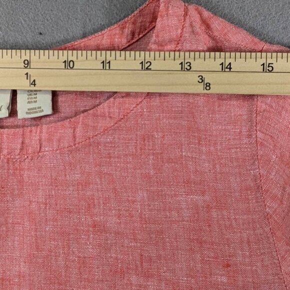 Cynthia Rowley Pullover Top Womens Medium 100% Linen Pink Red Short Sleeve Light - Picture 4 of 10